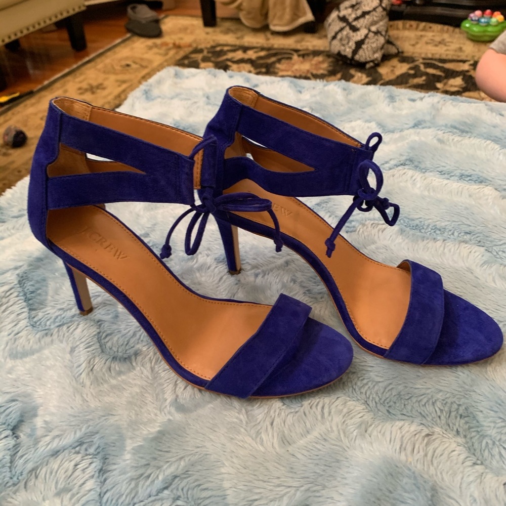 Cobalt suede stiletto sandals